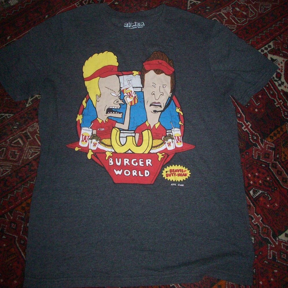 MTV Bevis and Butt-Head Burger World Mens Small Shirt Short Sleeve T Shirt 2012